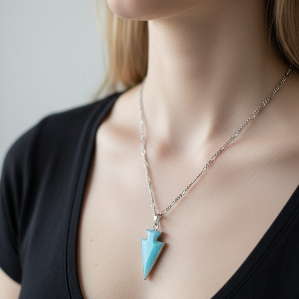 Silver and Blue Pendant Necklace